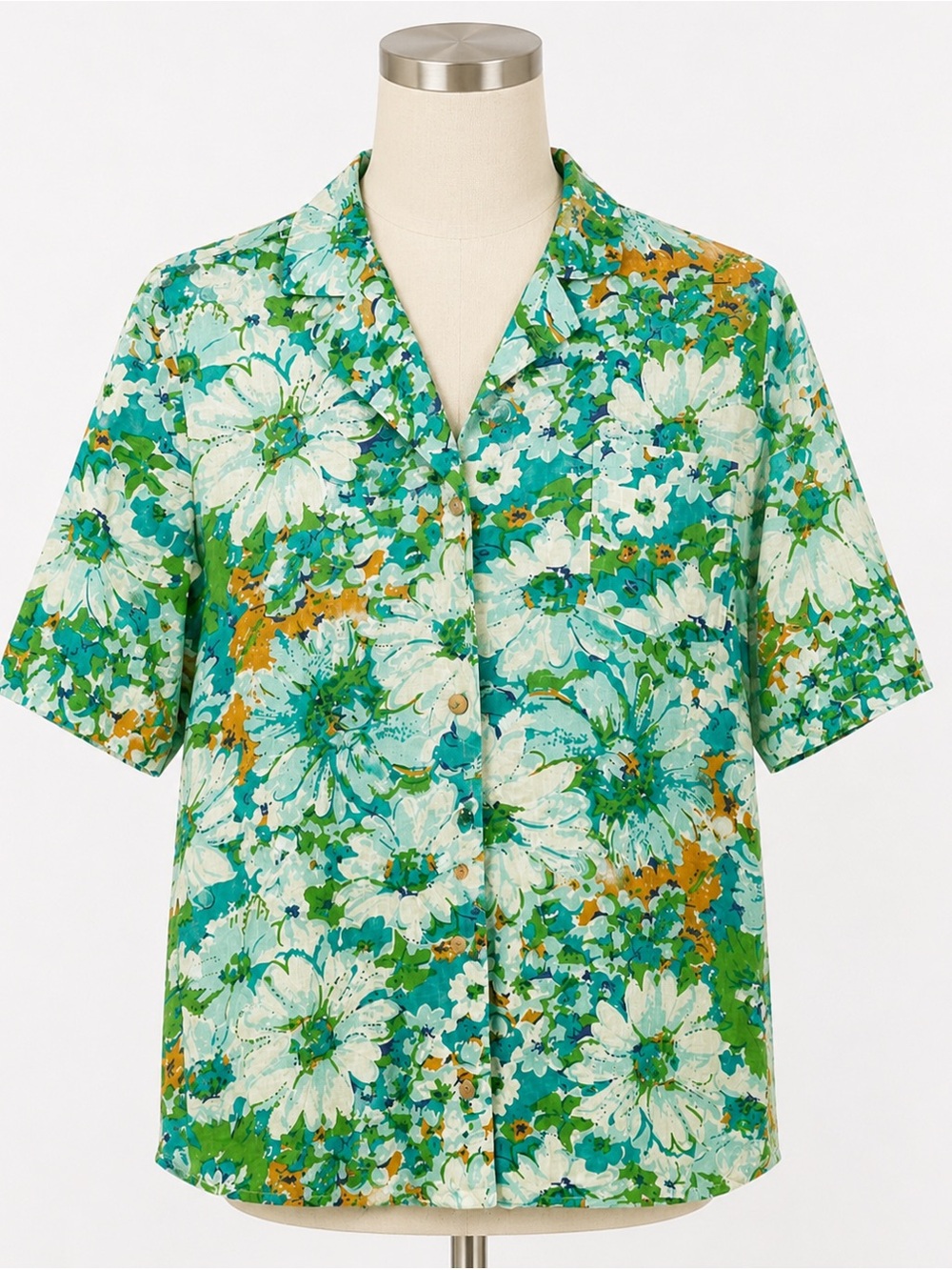 Faithfull The Brand Malibu Linen Floral Button Up Shirt Coastal Vacation Size S - Picture 2 of 9